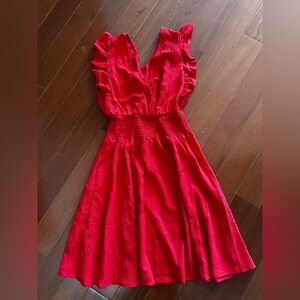Red Sleeveless Ruffle Dress small